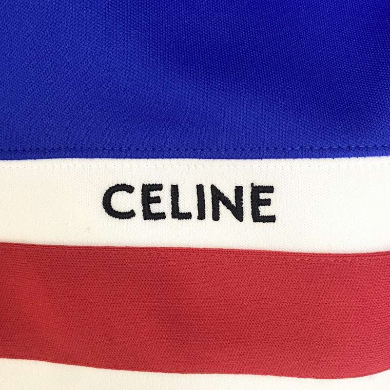 セリーヌ CELINE 23SS バイカラートラックブルゾン ジャケット ロゴ スタンドカラー L 白 赤 青 2Y84A121O メンズ_画像7
