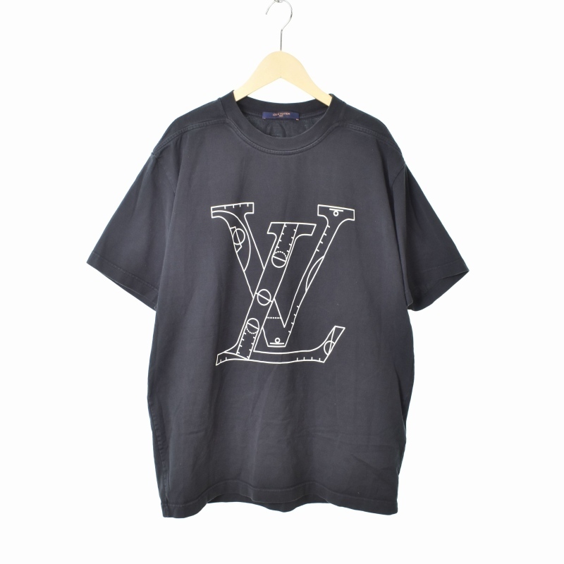 ルイヴィトン LOUIS VUITTON ×NBA 21SS LVロゴプリント Tシャツ 半袖 L ブラック 黒 RM212M NPG メンズ_画像1