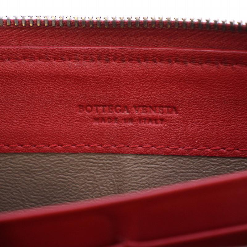 ボッテガヴェネタ BOTTEGA VENETA イントレチャート 長財布 ウォレット ラウンドファスナー ジップ レザー 赤 レッドの画像5