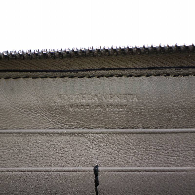 ボッテガヴェネタ BOTTEGA VENETA イントレチャート 長財布 ウォレット ラウンドファスナー ジップ レザー 総柄 刺繍 グレーの画像5