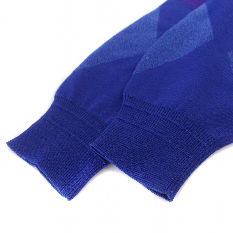  Gianni Versace Versace .GIANNI VERSACE knitted sweater long sleeve a-ga il pattern crew neck Vintage 48 M blue 