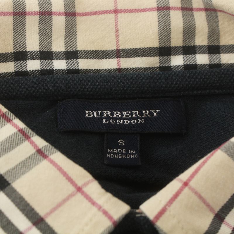  Burberry London BURBERRY LONDON polo-shirt cut and sewn half button collar noba check hose Logo embroidery S navy blue navy HKK-054-02