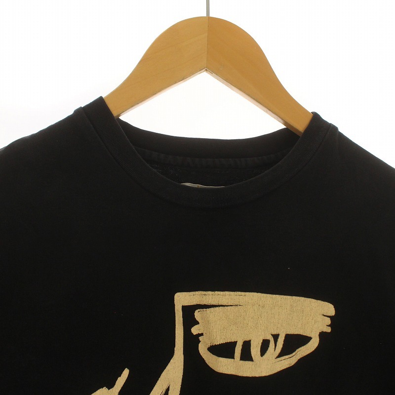 アキラナカ AKIRANAKA Tシャツ カットソー 半袖 フェイスプリント クルーネック 1 S 黒 ブラック AS2016-BK /IR ■GY30 メンズ_画像4