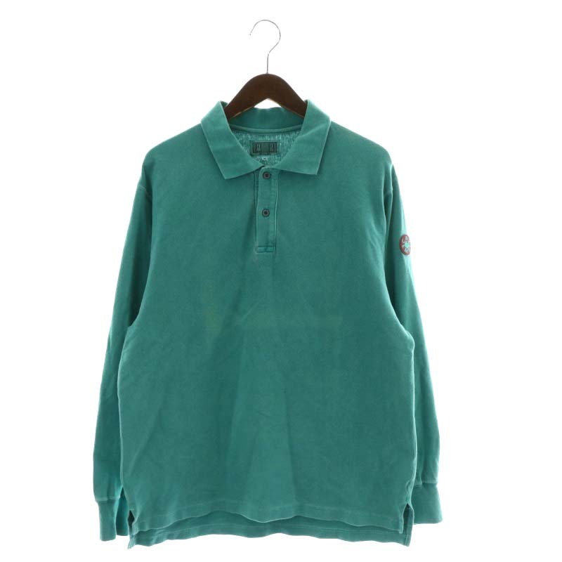 シーイー C.E キャブエンプト CAVEMPT ポロシャツ 長袖 製品染め ロゴ M 緑 グリーン /XZ ■GY30 メンズ_画像1