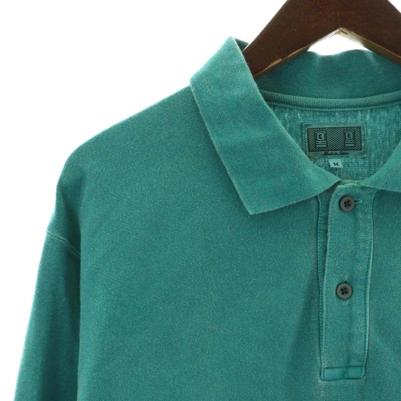 シーイー C.E キャブエンプト CAVEMPT ポロシャツ 長袖 製品染め ロゴ M 緑 グリーン /XZ ■GY30 メンズ_画像5