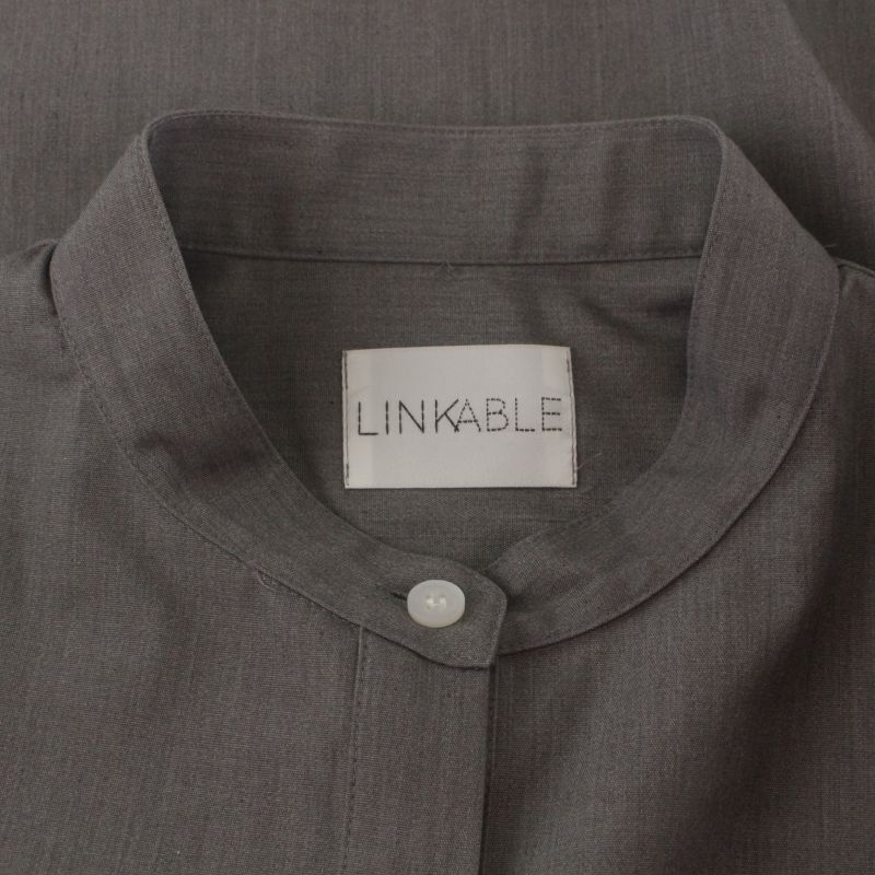 リンカブル LINKABLE シャツ ブラウス バンドカラー ビッグシルエット スリット リボン 長袖 F /FQ レディース_画像9