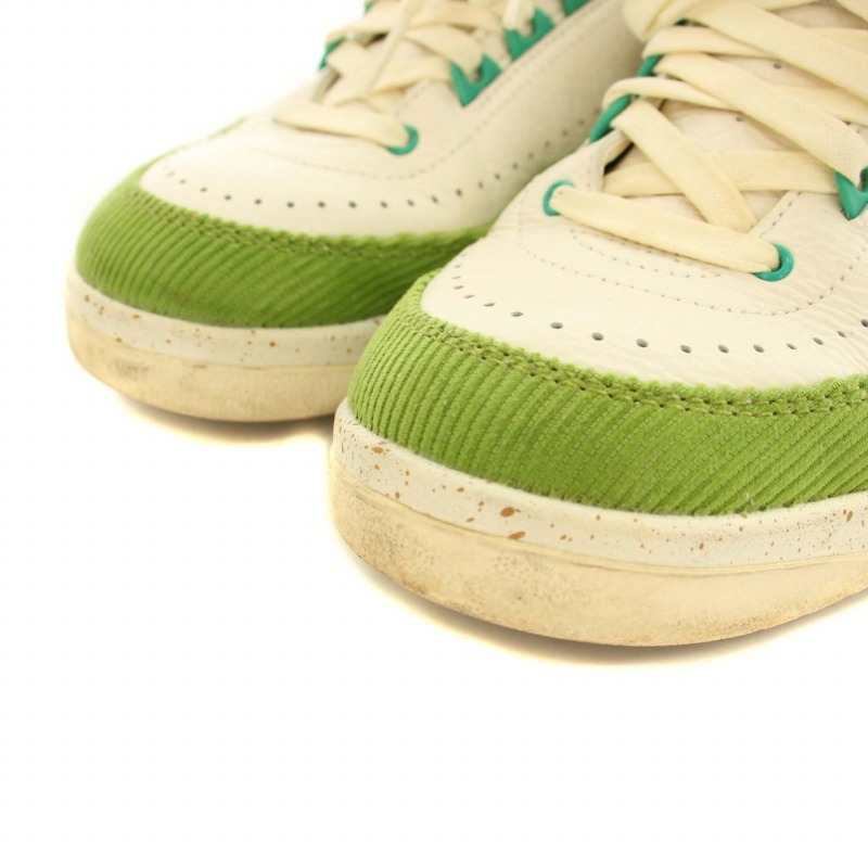 NIKE The Titan×Nike WMNS Air Jordan 2 Low Safety Orange/Chlorophyll スニーカー レザー US7.5 24.5cm 白 黄緑 オレンジ レディース_画像3