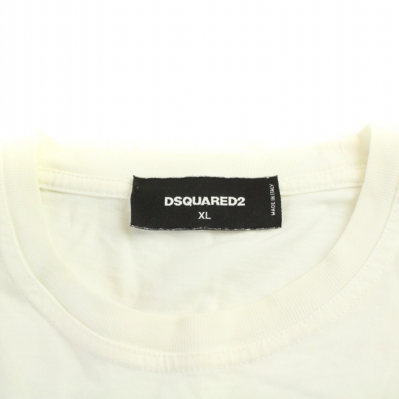 ディースクエアード DSQUARED2 Tシャツ カットソー 半袖 クルーネック ロゴ プリント コットン XL 白 ホワイト /KU メンズ_画像3