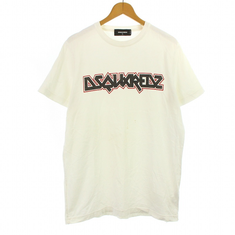 ディースクエアード DSQUARED2 Tシャツ カットソー 半袖 クルーネック ロゴ プリント コットン XL 白 ホワイト /KU メンズ_画像1