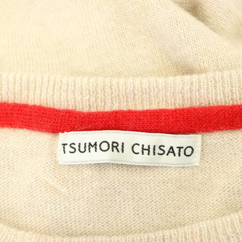 ツモリチサトドレス TSUMORI CHISATO DRESS クルーネックニット セーター プルオーバー 長袖 ビジュー 2 M ベージュ_画像3