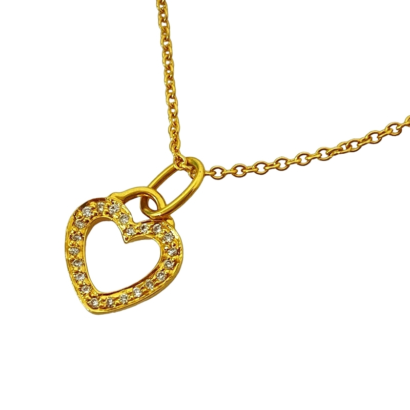 輝く高品質な YG AU750 ネックレス ダイヤ センチメンタルハート CO. & TIFFANY ティファニー イエローゴールド レディース 2.4g イエローゴールド