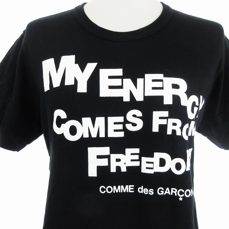 コムデギャルソン COMME des GARCONS AD2018 Tシャツ カットソー 半袖 ロゴ プリント ブラック 黒 M レディース_画像5
