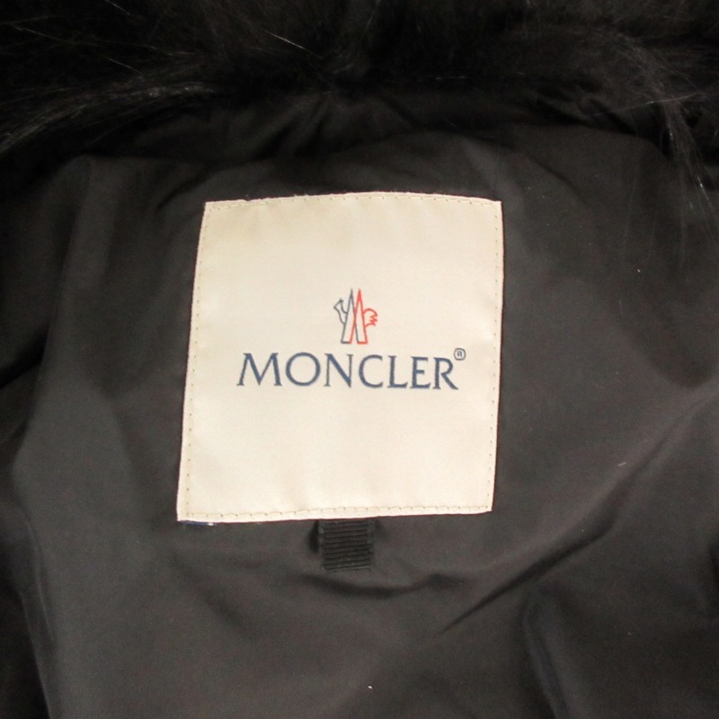 モンクレール MONCLER 小さいサイズ BERGENIE GIUBBOTTO チェーン ダウンジャケット ファー ナイロン 黒 ブラック 00 約XS 0402 レディース_画像3