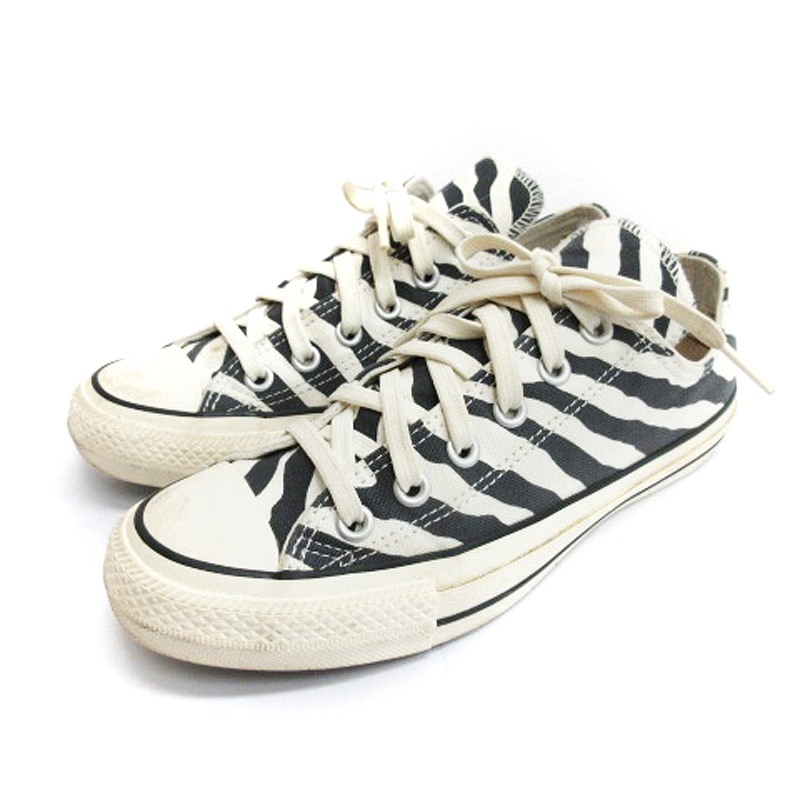 コンバース CONVERSE 1SC232 ALL STAR 100 ANIMALS OX ZEBRA スニーカー 24cm ホワイト ブラック ■SH ■016 レディース_画像1