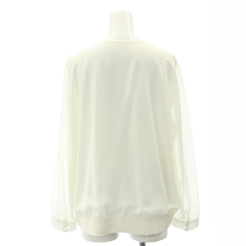 レリアン Leilian ビーズ装飾 リボン 長袖 ブラウス プルオーバー 長袖 大きいサイズ 13+ オフホワイト /HS ■OS レディースの画像2