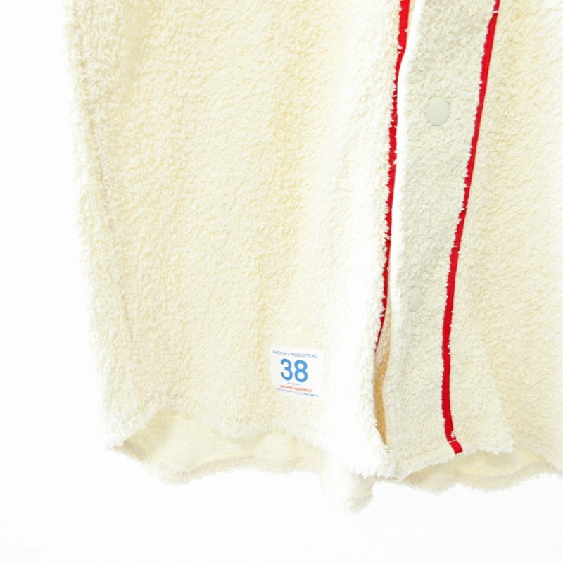 フェローズ PHERROWS PHERROW'S BAKA-PILE ベースボールシャツ 半袖 パイル地 タオル地 ワンポイント ロゴ オフ白 38 0402 メンズの画像4