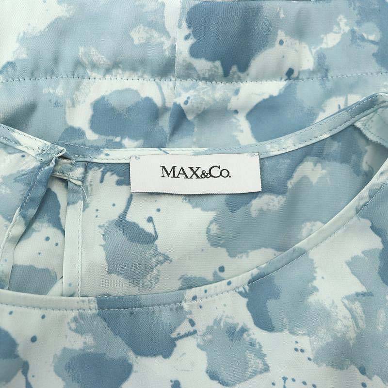 マックス&コー MAX&CO. シャツ ブラウス ノースリーブ フリル 総柄 38 水色 ライトブルー /MI レディース_画像3