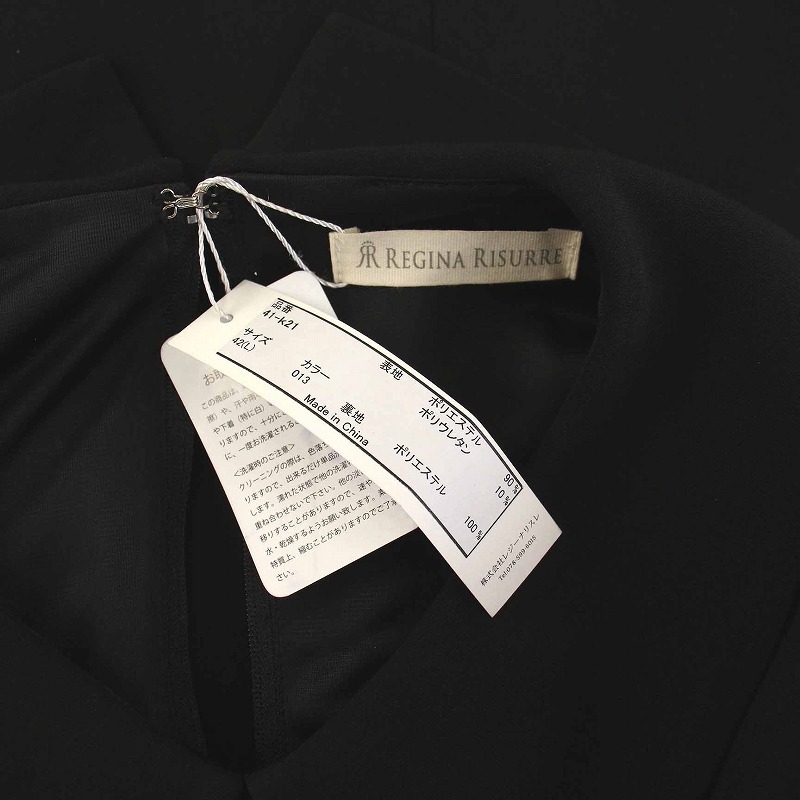 未使用品 レジーナリスレ REGINA RISURRE キレイ ワンピ アメリ 襟付き フォーマル ワンピース ロング 七分袖 42 L 黒 ブラックの画像6