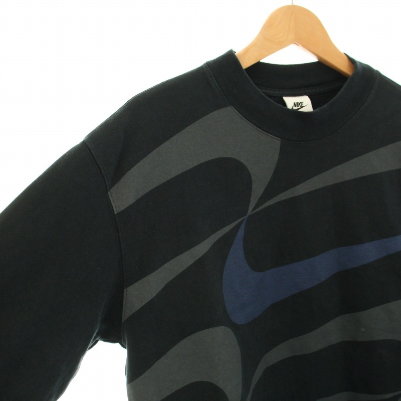 NIKE 22AW Casual Sports Round Neck Pullover Long Sleeves Hoodie スウェット トレーナー 長袖 スウォッシュ L 黒 グレー 青 メンズ_画像4