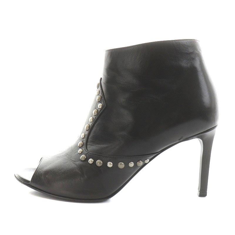  sun rolan Paris SAINT LAURENT PARIS bootie open tu heel studs leather 35 22.0cm black black /AN5 lady's 
