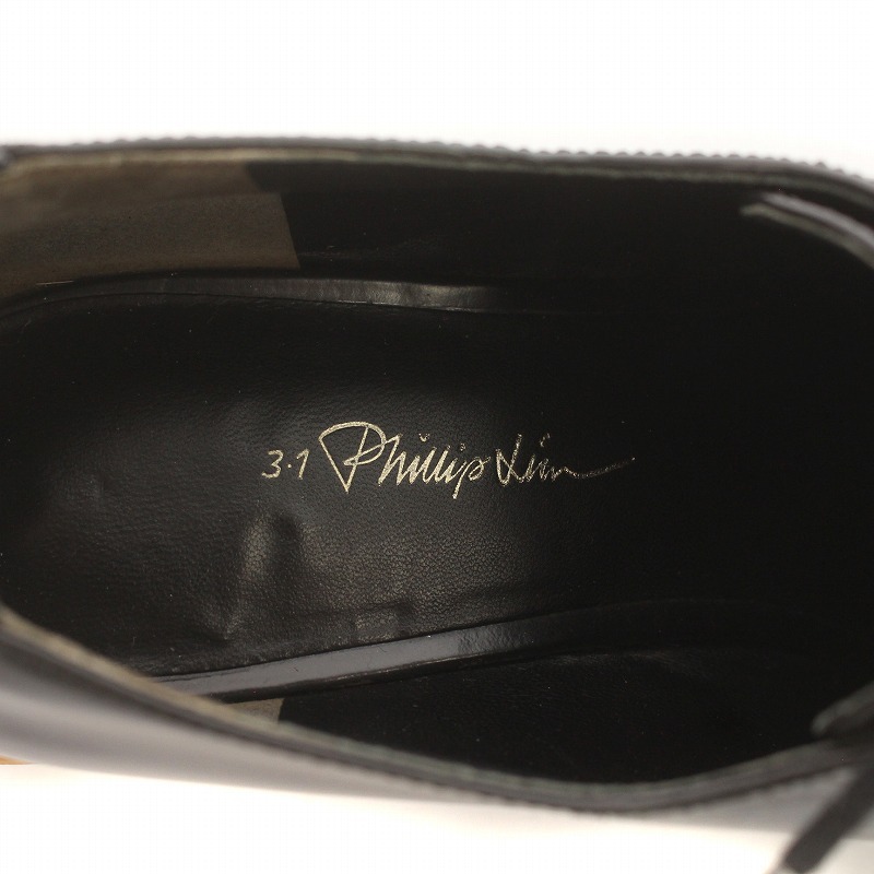 3.1 Philip обод 3.1 phillip lim Loafer кожа обувь каблук гонки выше 37 23.5cm чёрный черный /IR #GY30 женский 