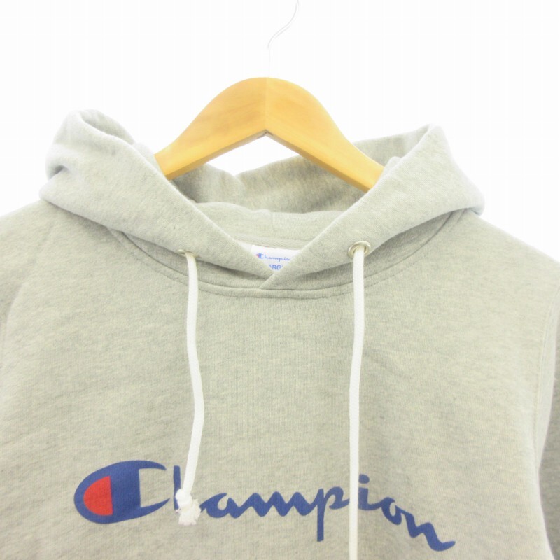 チャンピオン CHAMPION ロゴプリント パーカー フーディ スウェット 裏起毛 グレー L ■GY09 メンズ_画像4