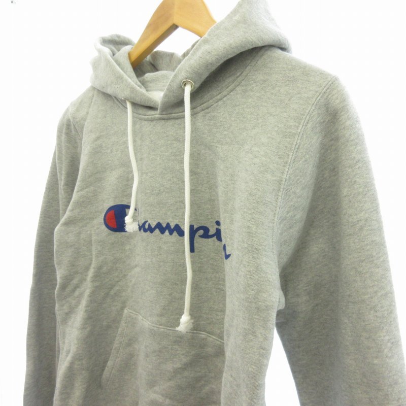 チャンピオン CHAMPION ロゴプリント パーカー フーディ スウェット 裏起毛 グレー L ■GY09 メンズ_画像6