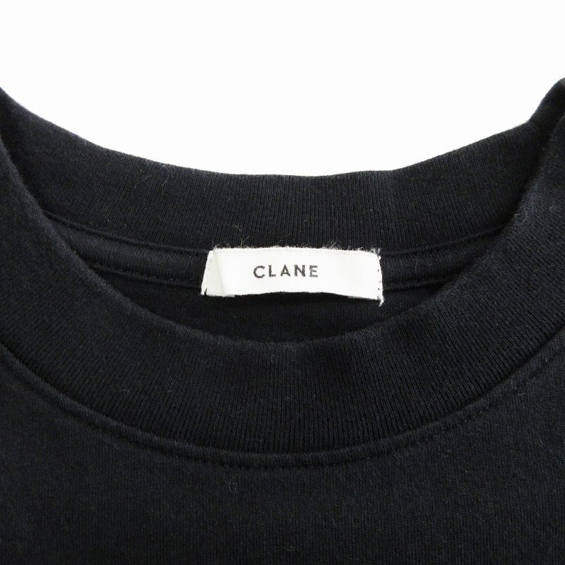 クラネ CLANE Tシャツ カットソー 半袖 スモール ロゴ プリント クルーネック ブラック 黒 1 S位 レディース_画像4