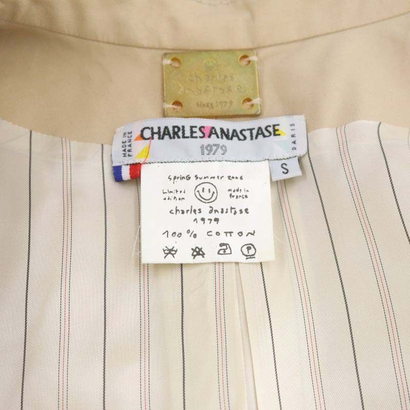 シャルルアナスタス CHARLES ANASTASE 半袖 トレンチコート ロング ステンカラー S ベージュ /AT ■OS レディースの画像3