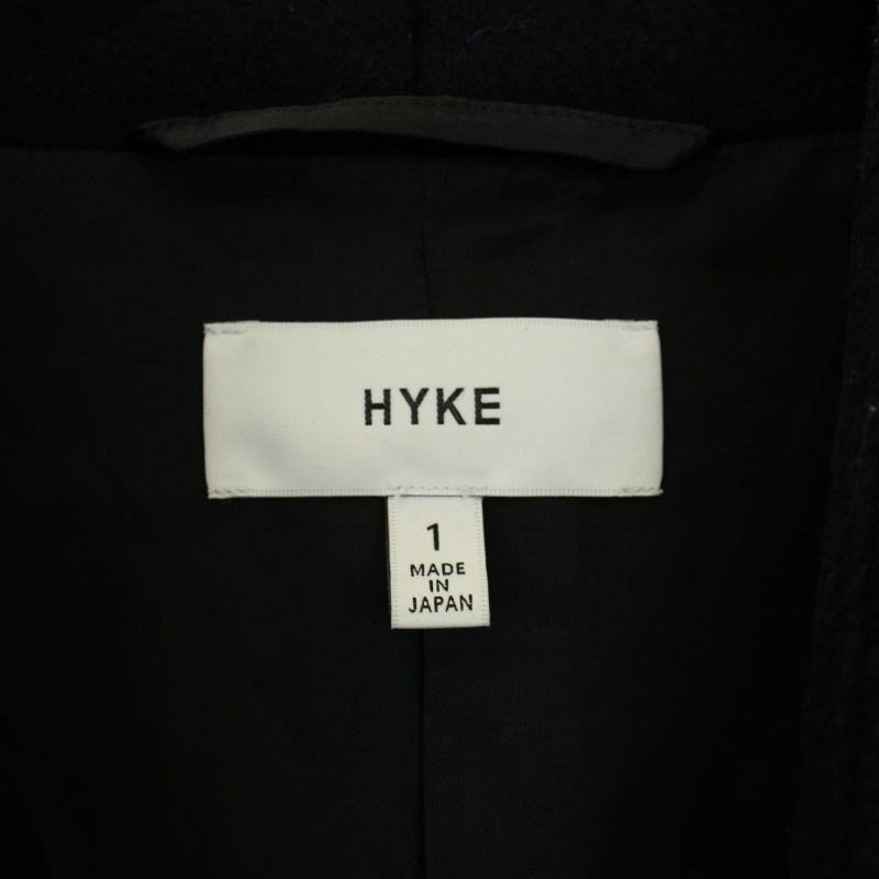 ハイク HYKE ノーカラーコート ロング ウール ナイロン 1 S 黒 ブラック 172-17140 220 /BM レディース_画像4
