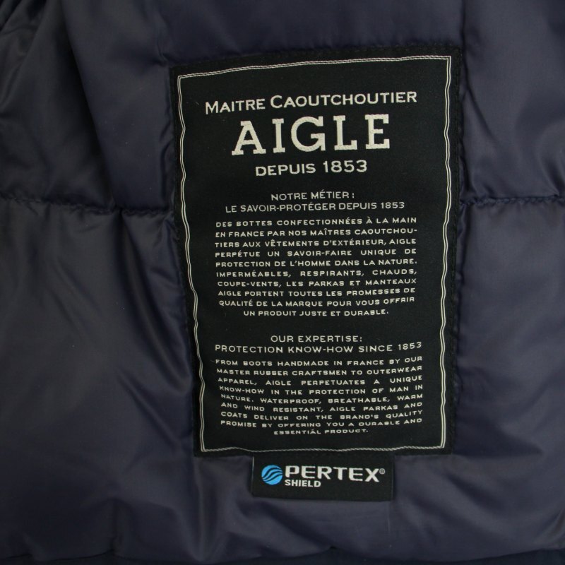 エーグル AIGLE ファー付防水ショートダウンジャケット ジップアップ フード ナイロン 40 L 紺 ネイビー ZBF043J /BM レディース_画像5