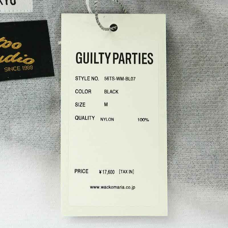 未使用品 ワコマリア 56 TATTOO STUDIO THE GUILTY PARTIES コーチジャケット ブルゾン ステンカラー シングル ロゴプリント M 黒 白_画像9