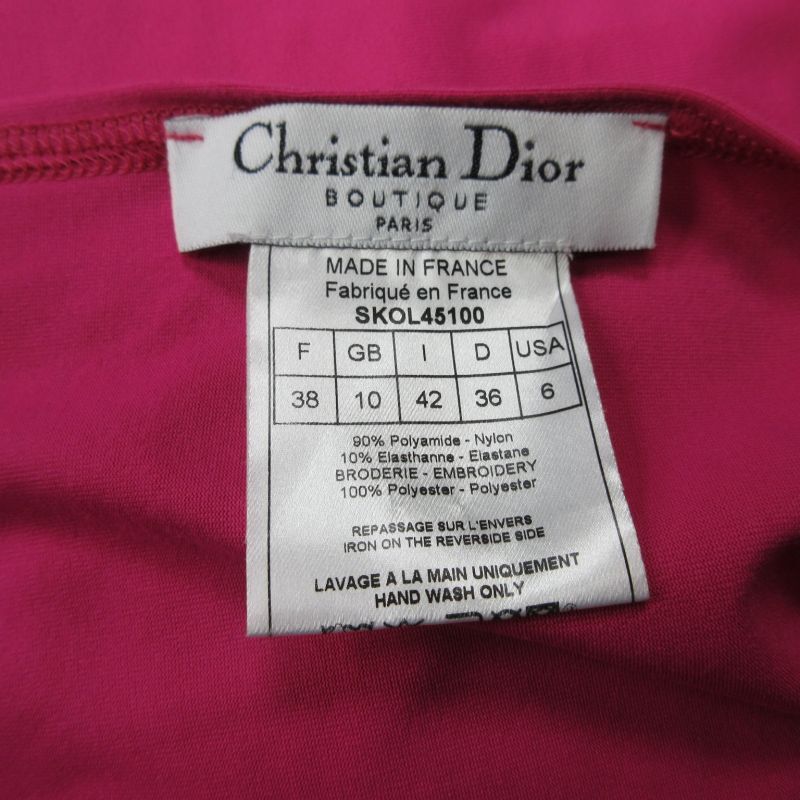 クリスチャンディオール Christian Dior カットソー Tシャツ 刺繍 ストレッチ有 フランス製 長袖 ピンク 42 Lサイズ 0403 ■GY31の画像7