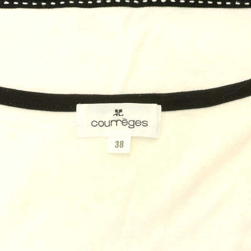 クレージュ courreges バイカラーカーディガン 長袖 九分袖 コットン 38 白 黒 ホワイト ブラック /NR ■OS レディースの画像3