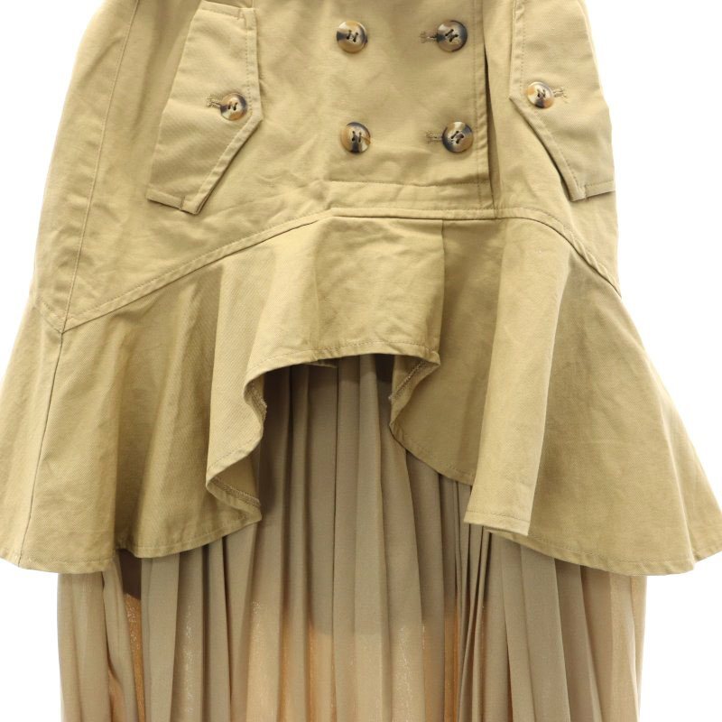  Ame li Vintage TRENCH юбка в складку flair юбка 2 позиций комплект длинный Mini ремень есть S Camel мокка бежевый женский 