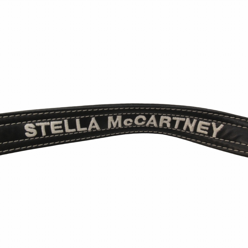 ステラマッカートニー STELLA McCARTNEY ショルダーバッグ バケットバッグ ロゴ 刺繍 ラフィア レザー 黒 ベージュ ブラック レディースの画像6