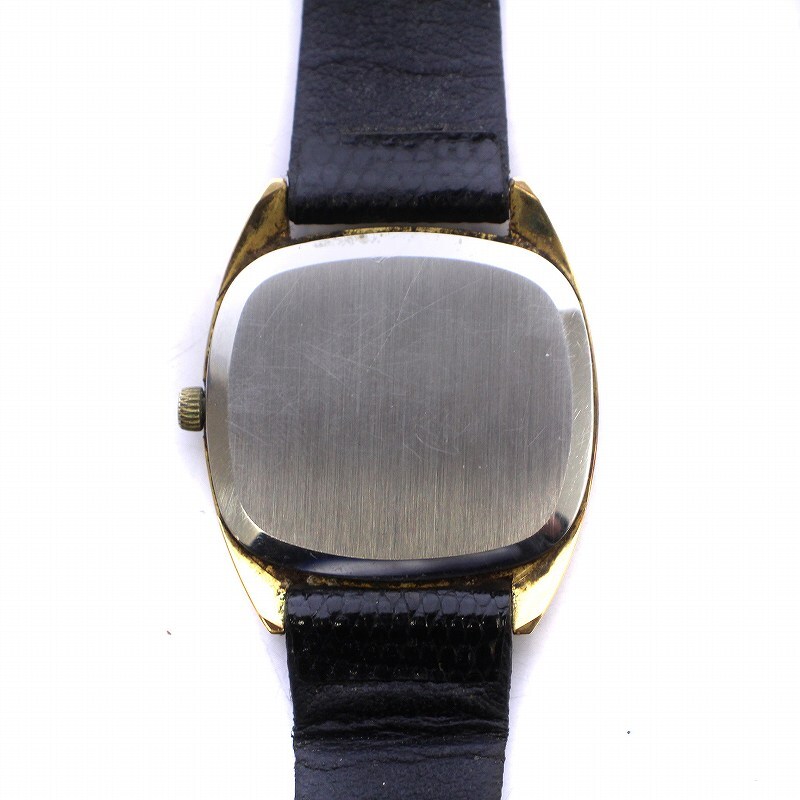 オメガ OMEGA DE VILLE デビル 腕時計 ウォッチ アナログ 手巻き スクエア 2針 レザーベルト ゴールドカラー文字盤 黒 ブラックの画像2