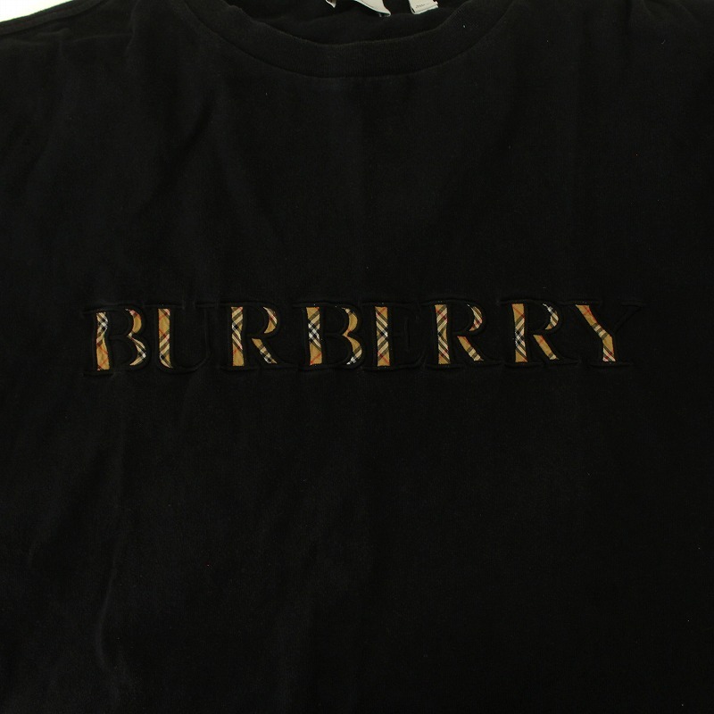 バーバリー ロンドン BURBERRY LONDON england イングランド ノバチェック Tシャツ カットソー 半袖 ロゴ クルーネック L 黒_画像8