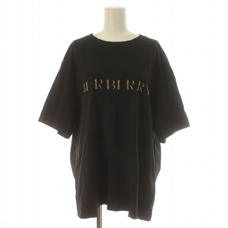 バーバリー ロンドン BURBERRY LONDON england イングランド ノバチェック Tシャツ カットソー 半袖 ロゴ クルーネック L 黒_画像1