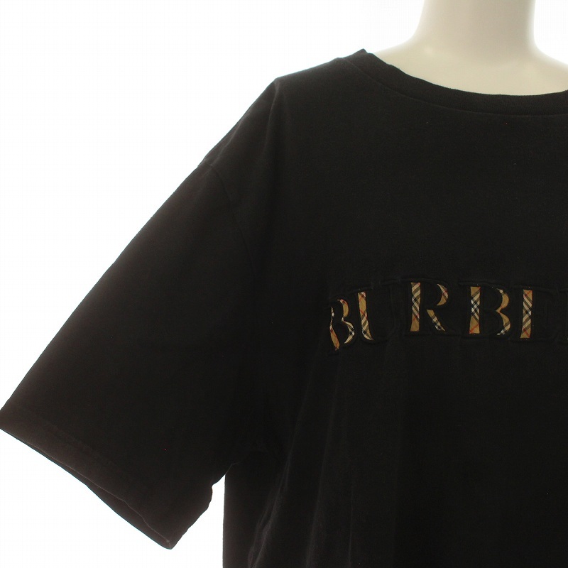 バーバリー ロンドン BURBERRY LONDON england イングランド ノバチェック Tシャツ カットソー 半袖 ロゴ クルーネック L 黒_画像6