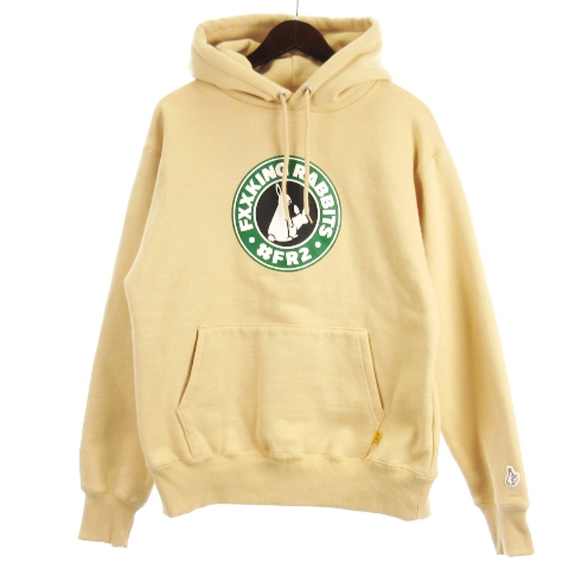 エフアールツー FR2 Circle Logo Hoodie サークル ロゴ パーカー スウェット プルオーバー 裏起毛 プリント ベージュ M メンズ_画像1