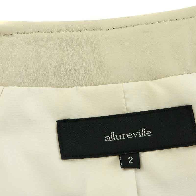 アルアバイル allureville レザージャケット 革ジャン ジャケット ジップアップ ノーカラー シープスキン 2 M ベージュ /NW27_画像9