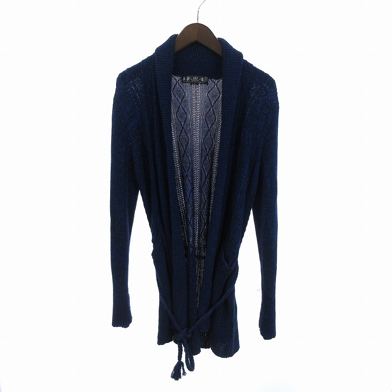  bar bal gown cardigan knitted cable cotton waist cord blue blue M men's 