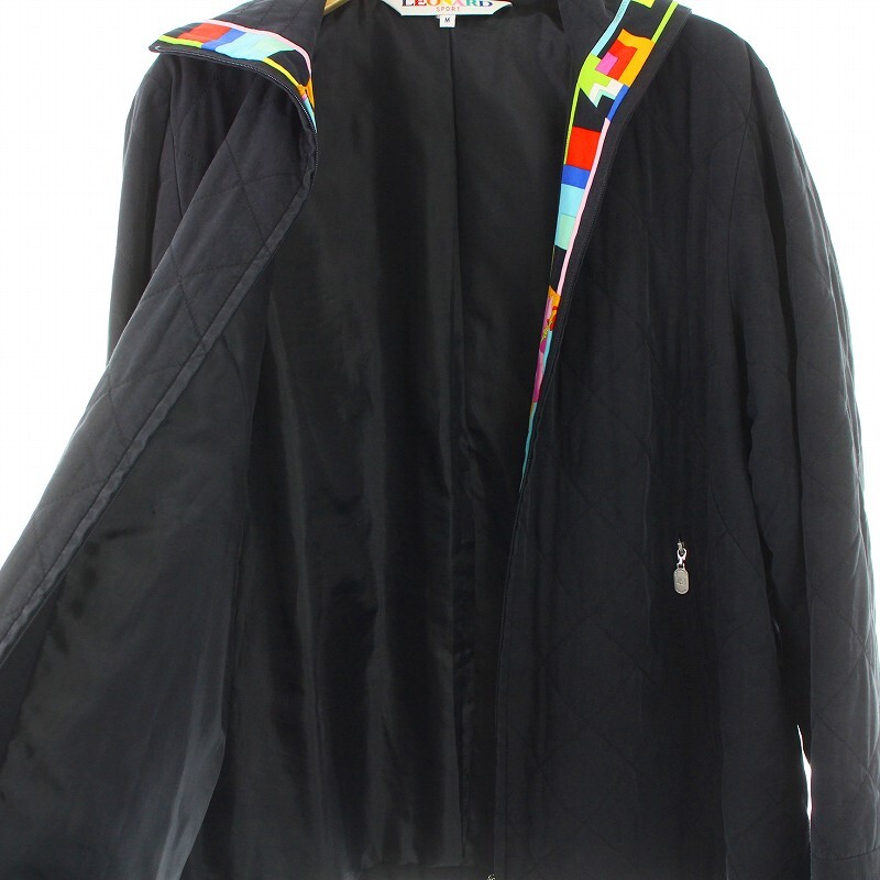 LEONARD SPORT キルティングジャケット 中綿 ブルゾン キルティング ジップアップ ロゴ刺繍 M 黒 ブラック_画像4