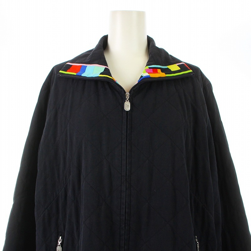 LEONARD SPORT キルティングジャケット 中綿 ブルゾン キルティング ジップアップ ロゴ刺繍 M 黒 ブラック_画像6