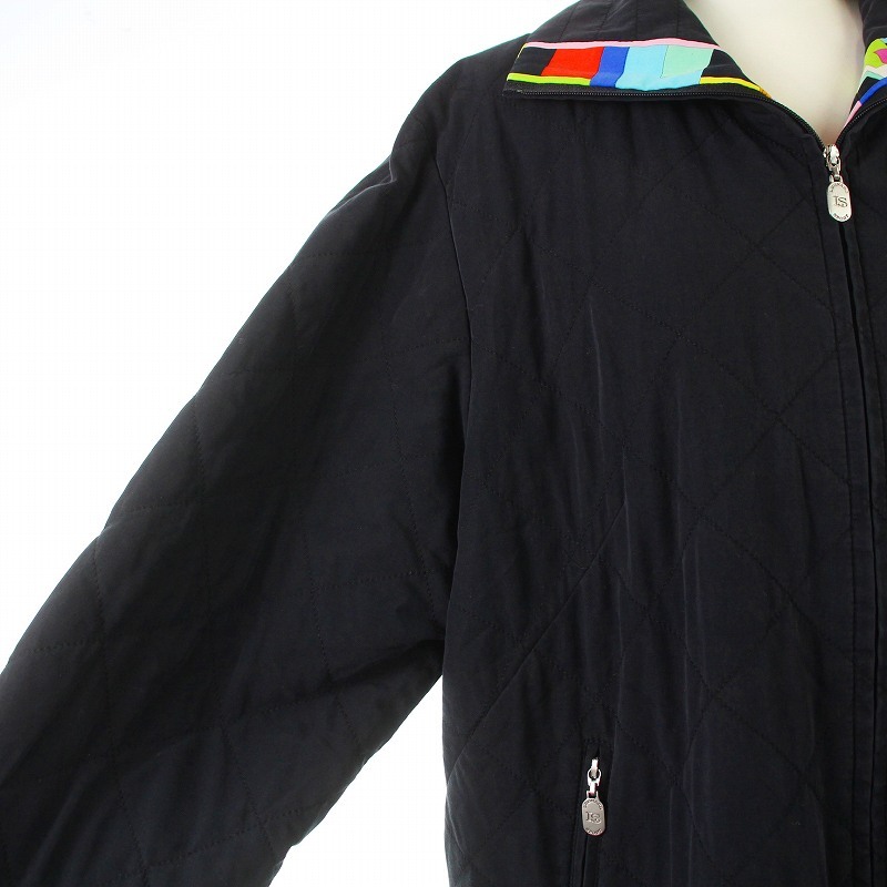 LEONARD SPORT キルティングジャケット 中綿 ブルゾン キルティング ジップアップ ロゴ刺繍 M 黒 ブラック_画像7