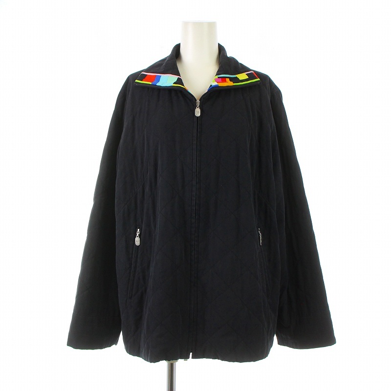 LEONARD SPORT キルティングジャケット 中綿 ブルゾン キルティング ジップアップ ロゴ刺繍 M 黒 ブラック_画像1