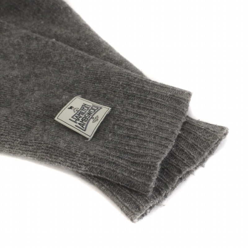 JOURNAL STANDARD relume HAMILTON LAMBSWOOL ニット セーター ロゴ ワンポイント ウール混 クルーネック 長袖 M グレー_画像4