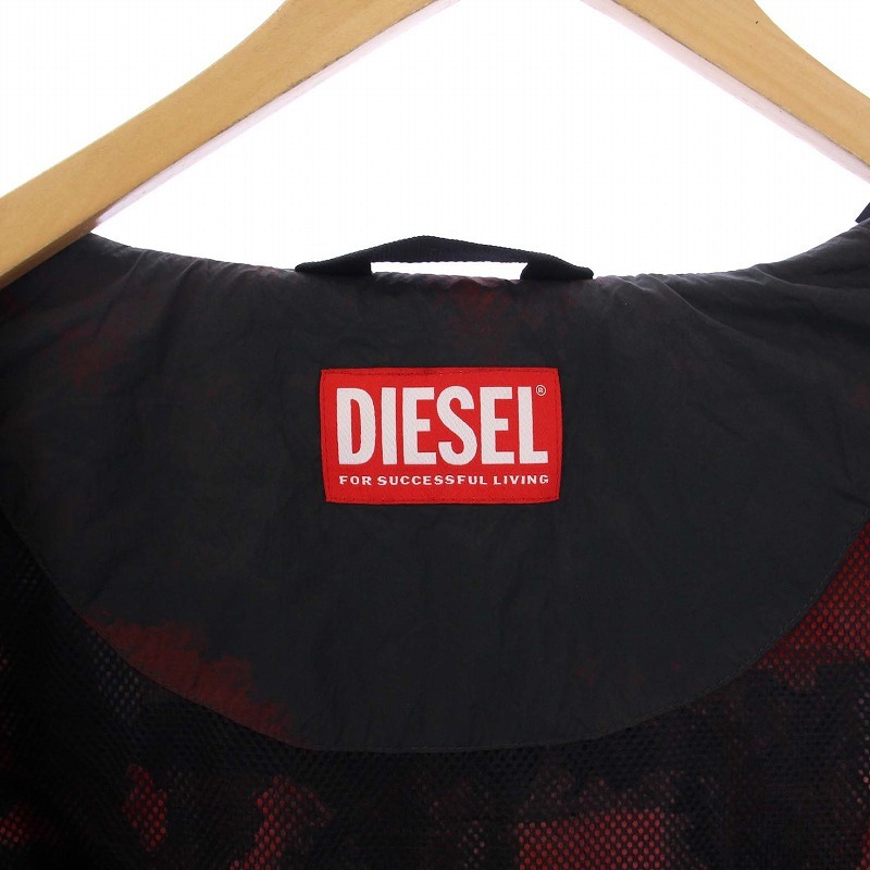 未使用品 DIESEL J-WARRETT-LOGO-LOGO ウインドブレーカー マウンテンパーカー ジャケット ジップアップ 48 L 赤 黒 A11433_画像3