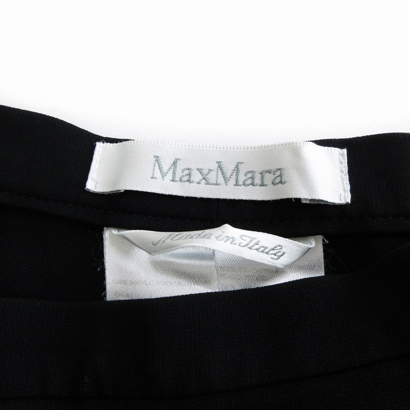 マックスマーラ MAX MARA スセンタープレス ワイド ストレート パンツ 銀タグ 黒 ブラック 38 S相当 レディース_画像3